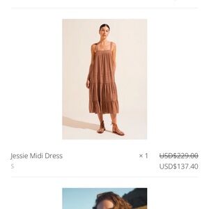 Auguste the label brown cotton midi dress